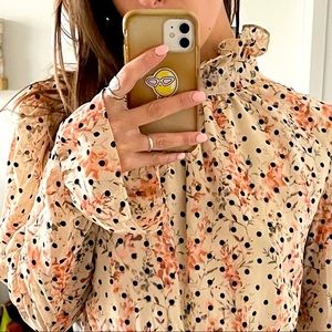 NastyGal High Neck Long Sleeve Polka Dot Dress